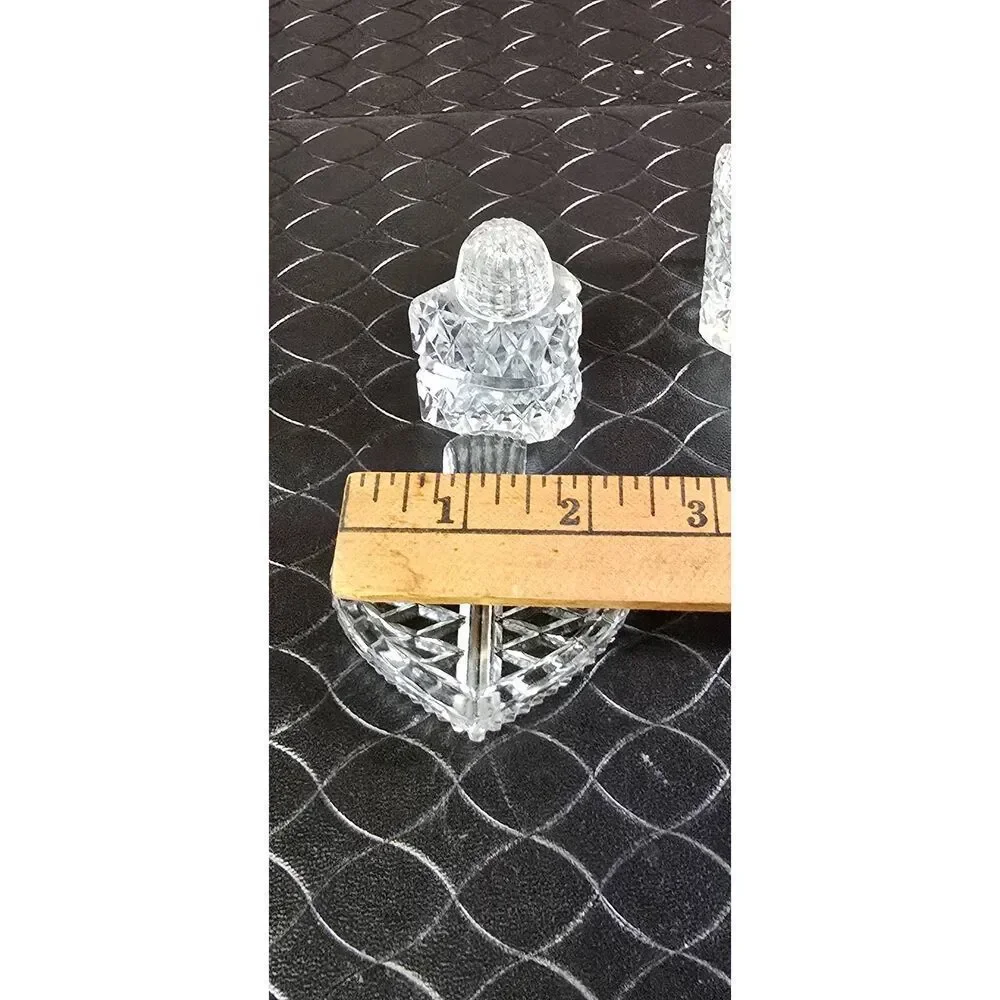 Cut Crystal Heart Salt and Pepper Shakers-Rare
